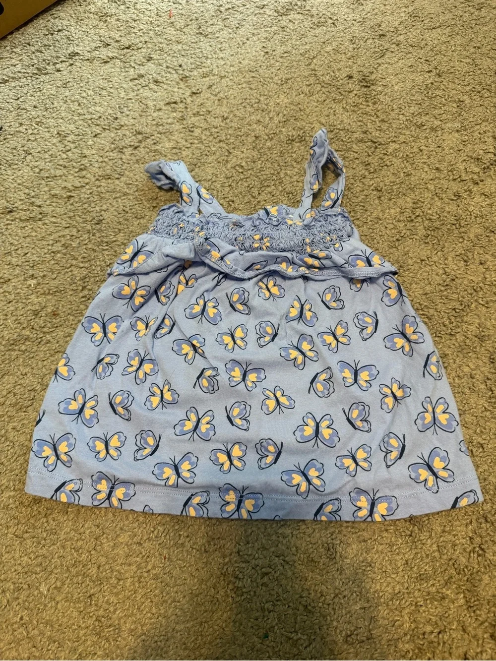 Carter's Light Blue Tank Top with Yellow & Navy Butterfly Print